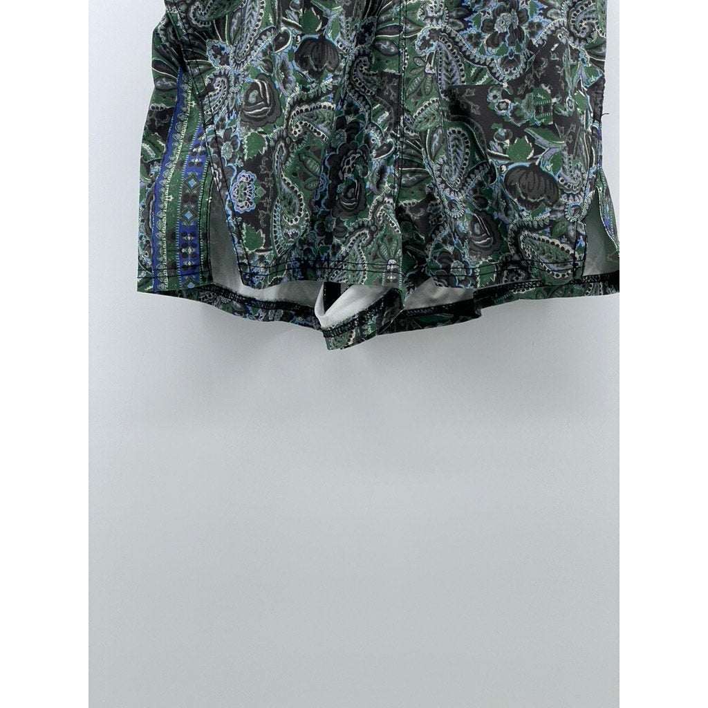 FREE PEOPLE MOVEMENT Women's Blue-Green Paisley High-Rise Casual Shorts SZ XS