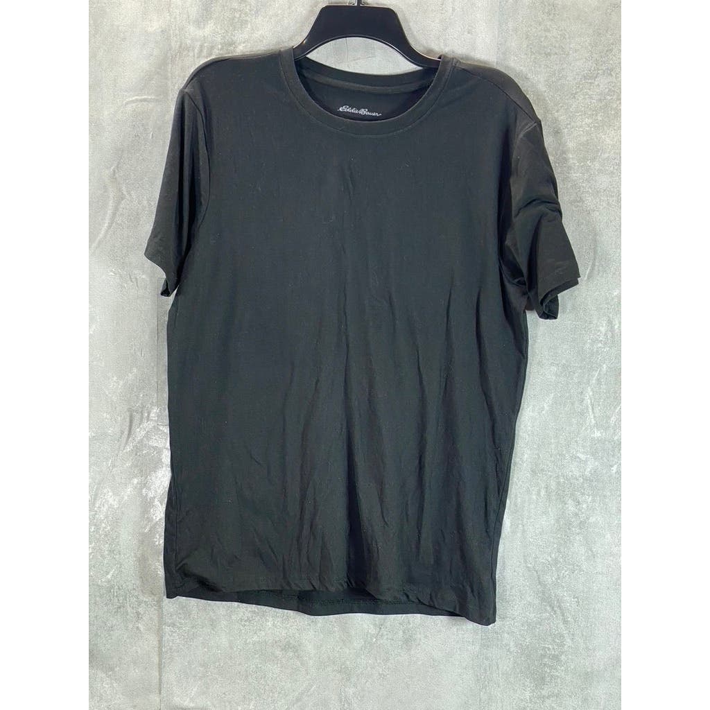 EDDIE BAUER Men's Black Solid Basic Crewneck Short Sleeve T-Shirt SZ L