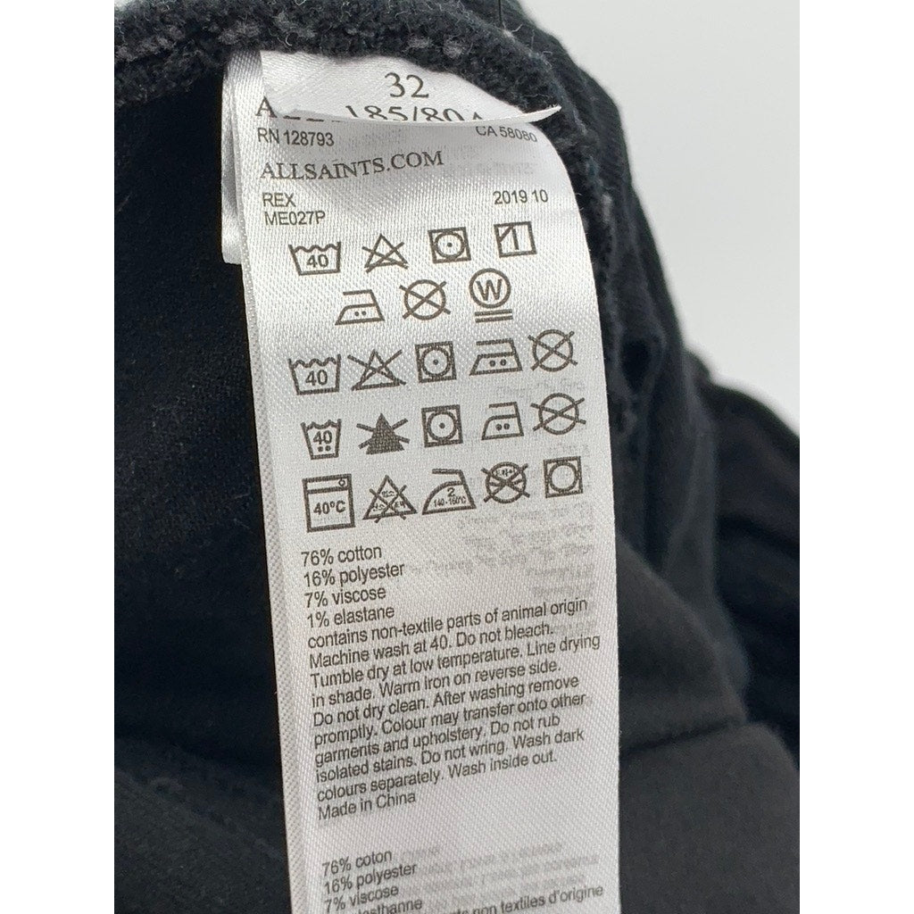 ALLSAINTS Men's Black Rex Straight-Slim Jeans SZ 32