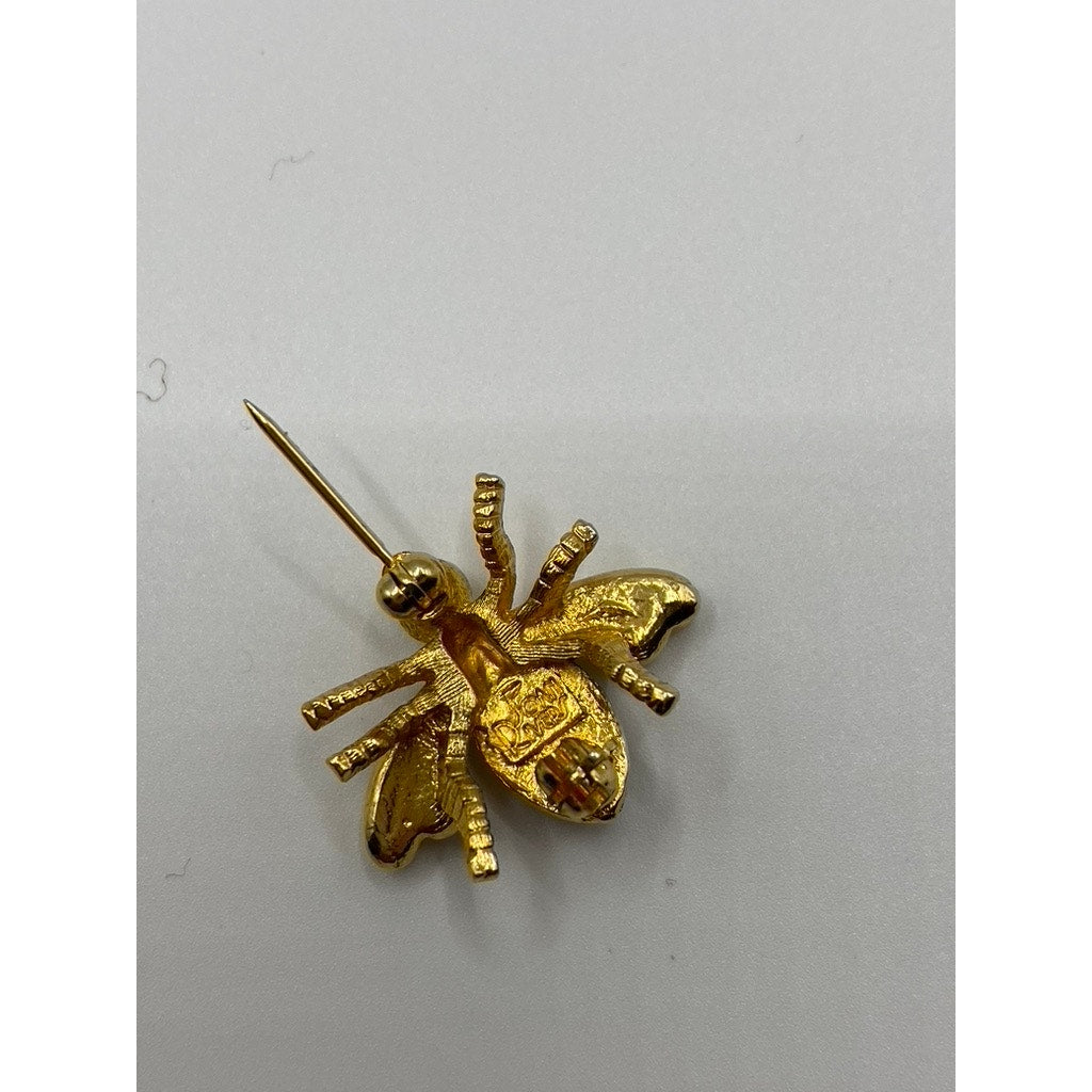 JOAN RIVERS Rare 2pc Vintage Bumble Bee Rhinestone Pins Brooch