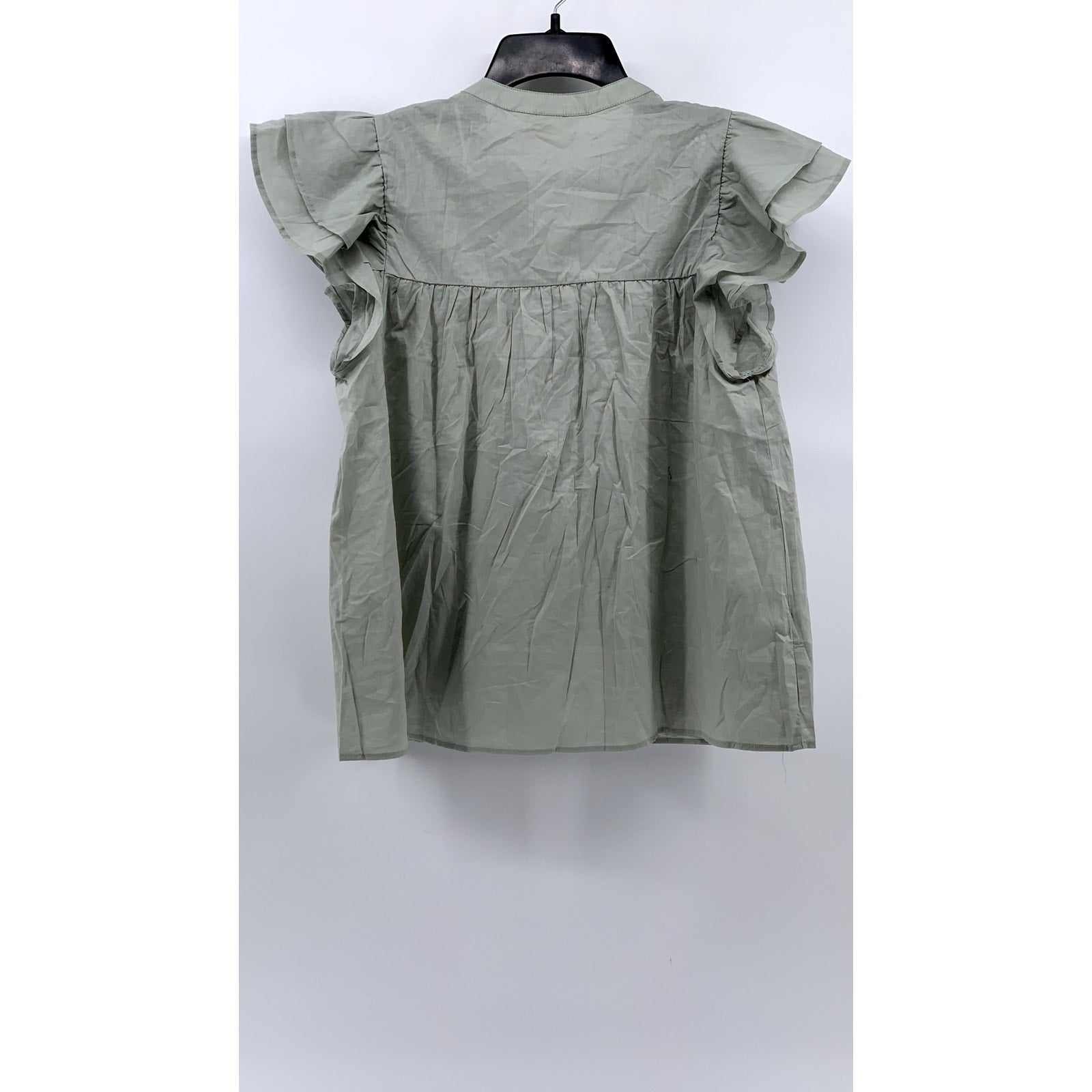 H&M Women's Gray Eyelet Flutter Split Neck Blouse SZ S