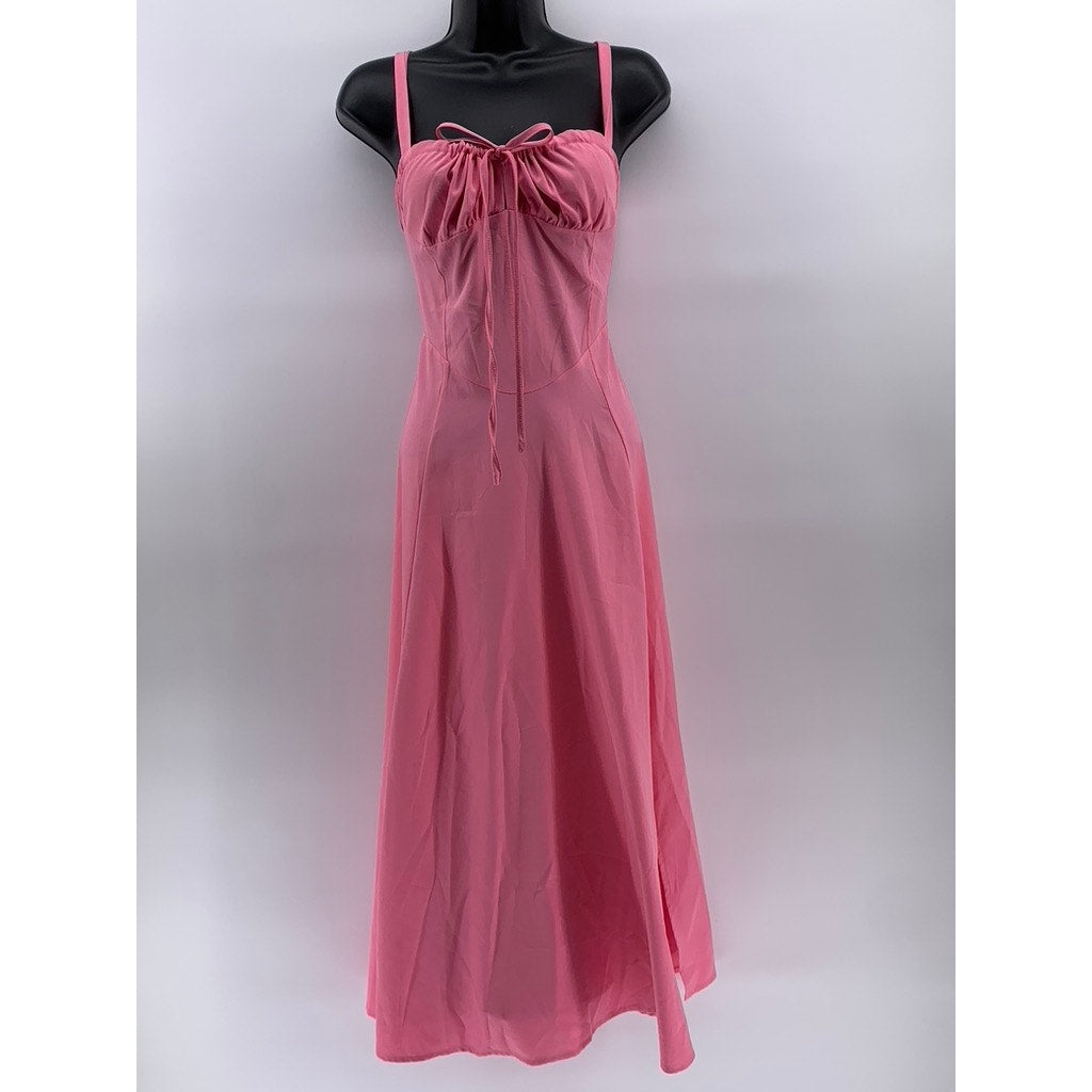 UNBRANDED Women's Light Pink Sweetheart Neckline A-Line Maxi Dress SZ M