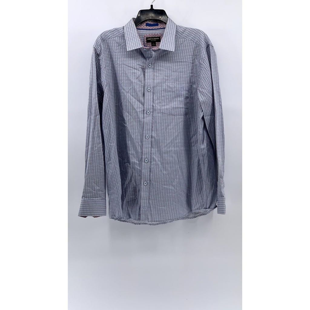 JOHNSTON & MURPHY Men's Pindot Grid Print Button-Up Shirt SZ L