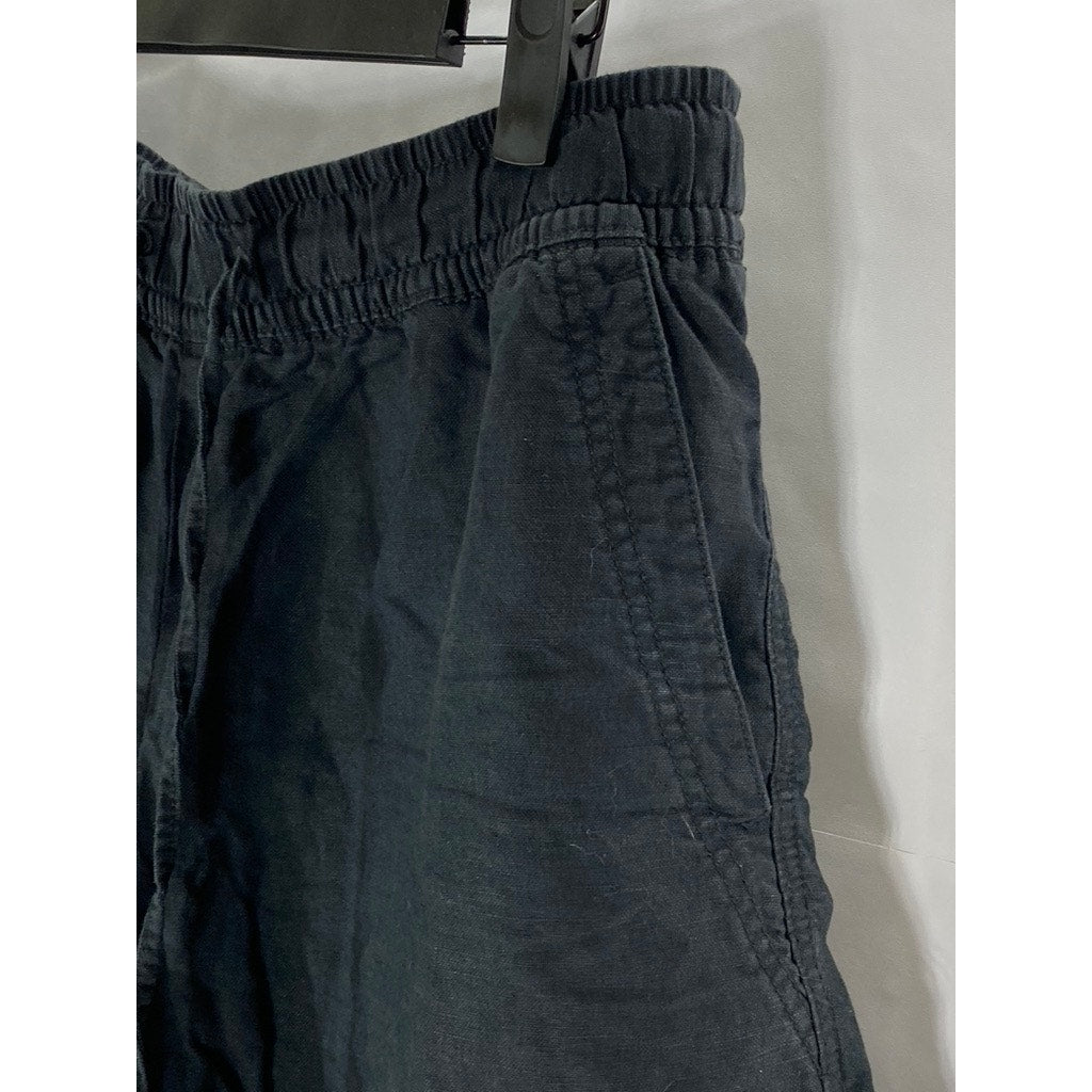 GAP Women's Petite True Black Linen-Blend High-Rise Relaxed-Fit Shorts SZ M/P