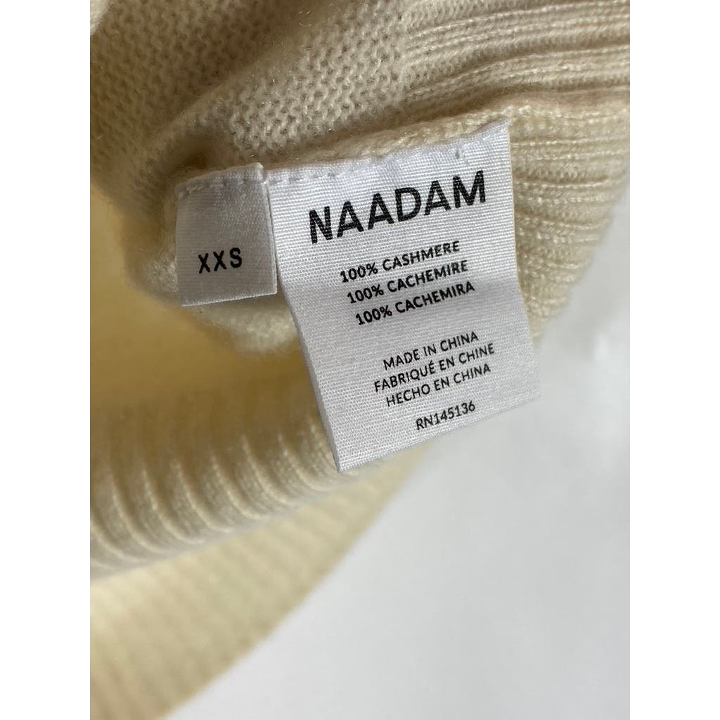 NAADAM Women's Beige Cashmere Crewneck Short Sleeve Pullover Crop Top SZ 2XS