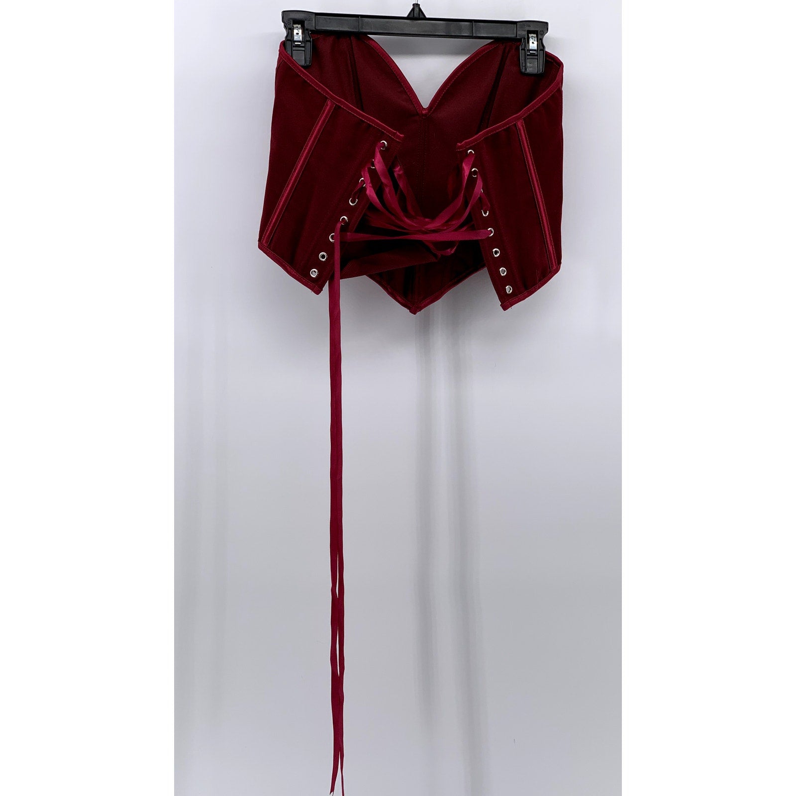 UNBRANDED Women's Red Lace-Back Strapless Corset Top SZ XS