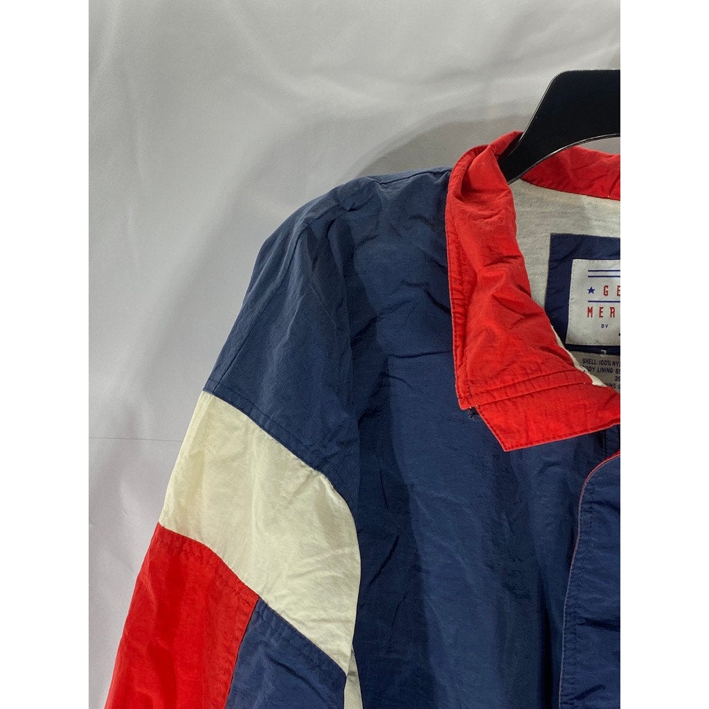 STARTER Men's Vintage Blue-Red Atlanta Braves Zip-Up Windbreaker Jacket SZ XL