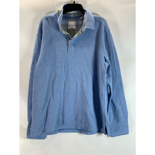 TOMMY BAHAMA Men's Light Blue Quarter Button Stand Collar Pullover Sweater SZ XL