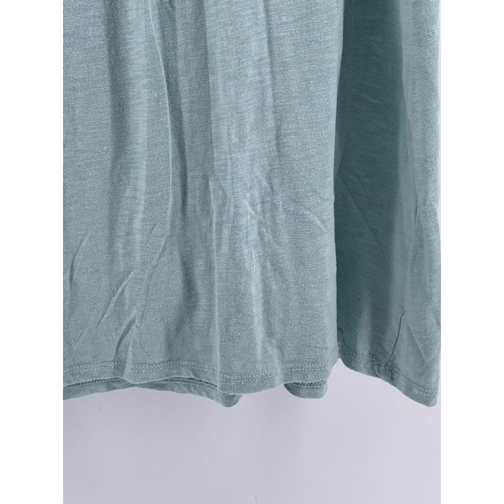 ELLA MOSS Women's Pale Green Ruffle Eyelet Short Sleeve Top SZ XL