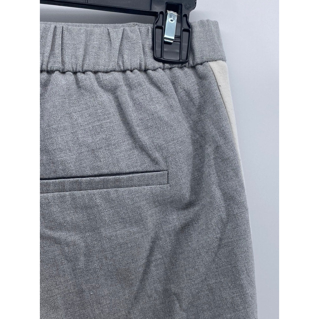 ZARA TRAFALUC Women's Gray-White Side Stripe Cropped Pull-On Pant SZ XS