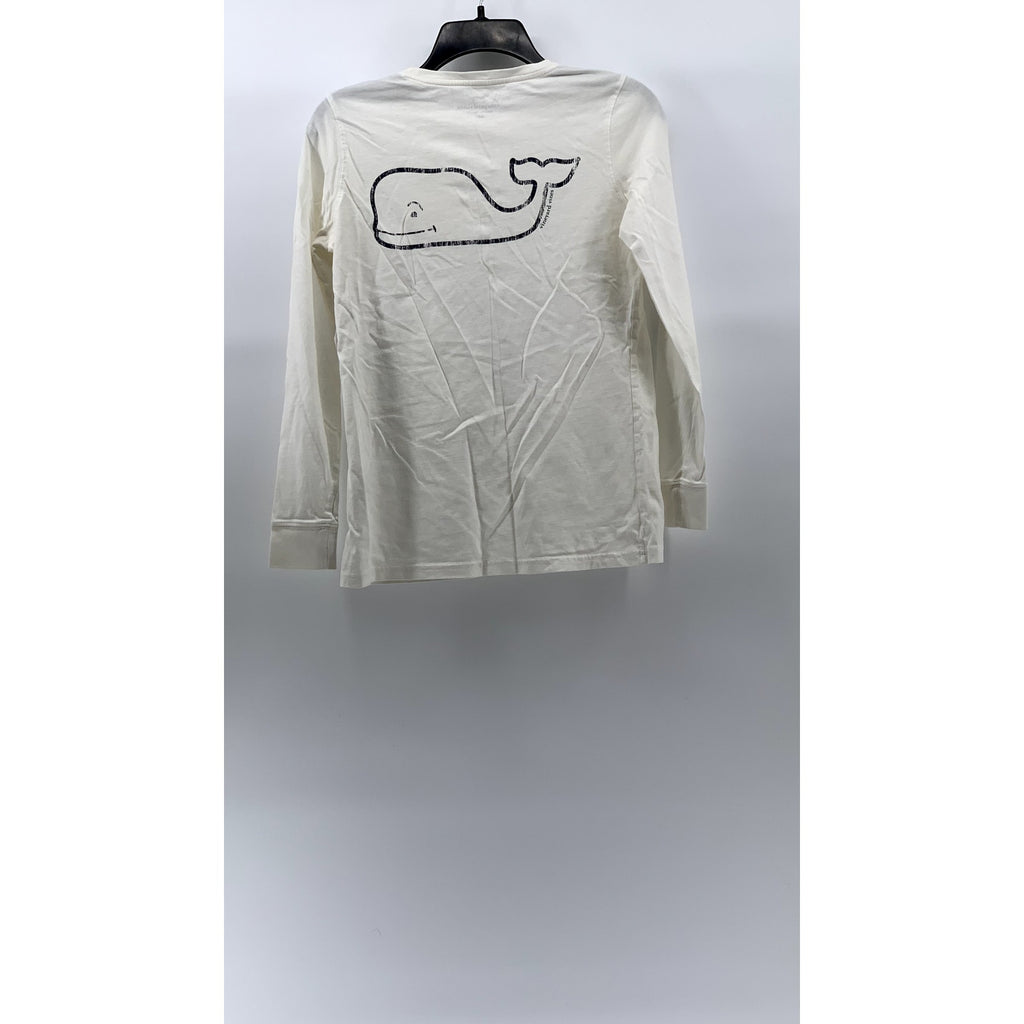 VINEYARD VINES Women’s White Crewneck Logo Long Sleeve T-Shirt SZ 2XS