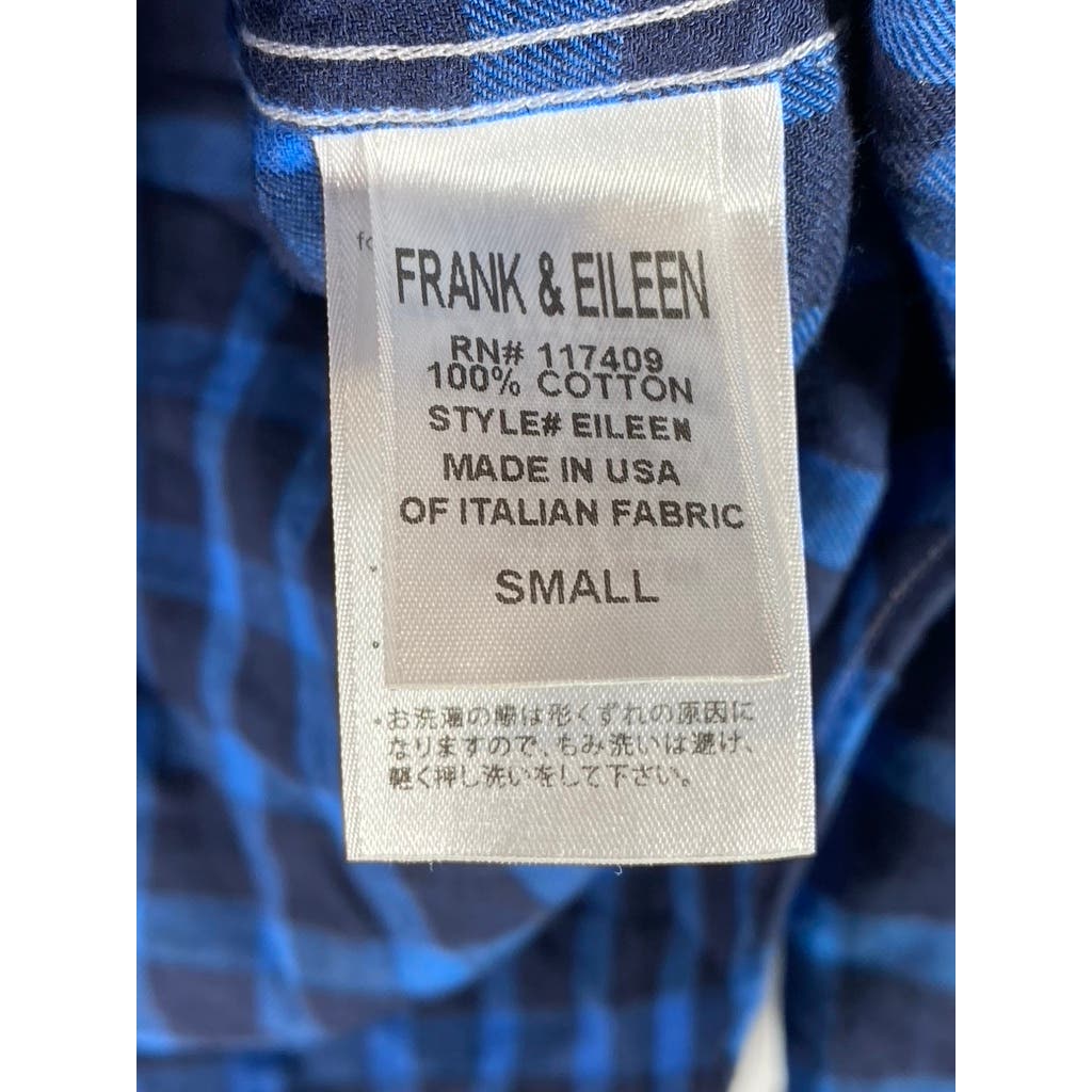 FRANK AND EILEEN Women's Blue/Black Plaid Eileen Relaxed Button-Up Shirt SZ S