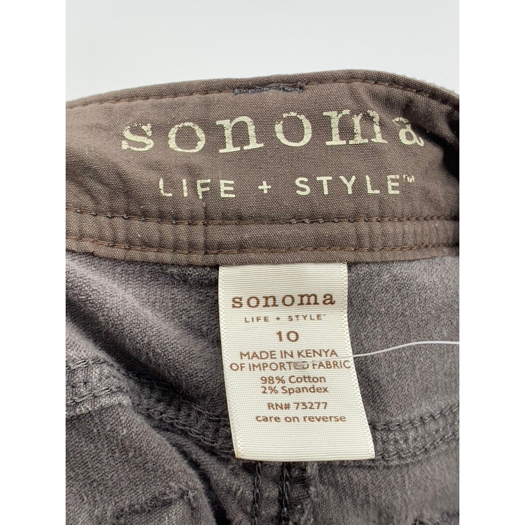 SONOMA LIFE+STYLE Women's Gray Corduroy Straight Leg Modern Fit Pants SZ 10