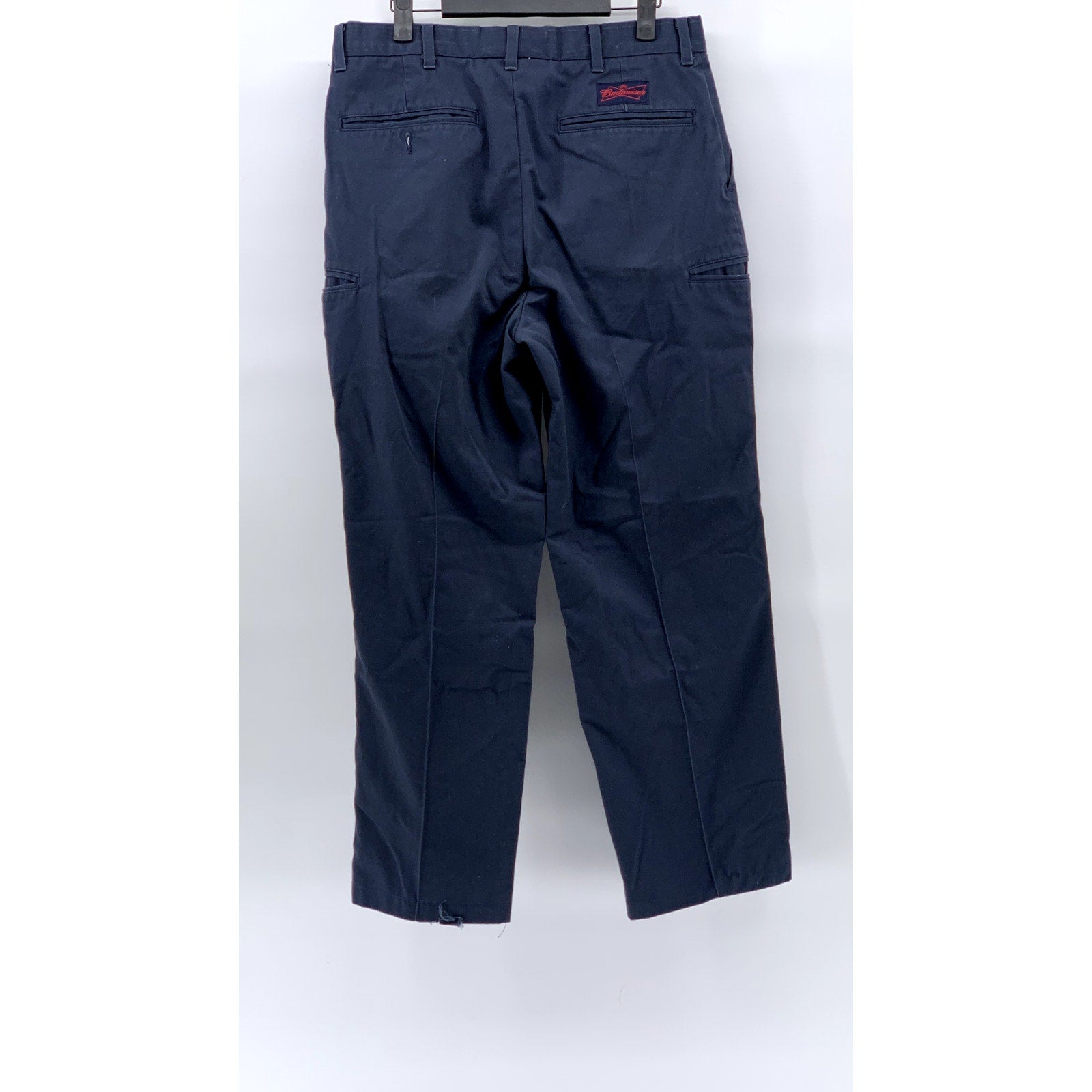 RIVERSIDE Men's Navy Blue Solid Budweiser Straight-Leg Work Chino Pant SZ 32