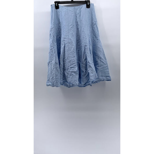 APPRAISAL Women's Sky Blue Linen-Blend A-Line Knee Length Skirt SZ 8