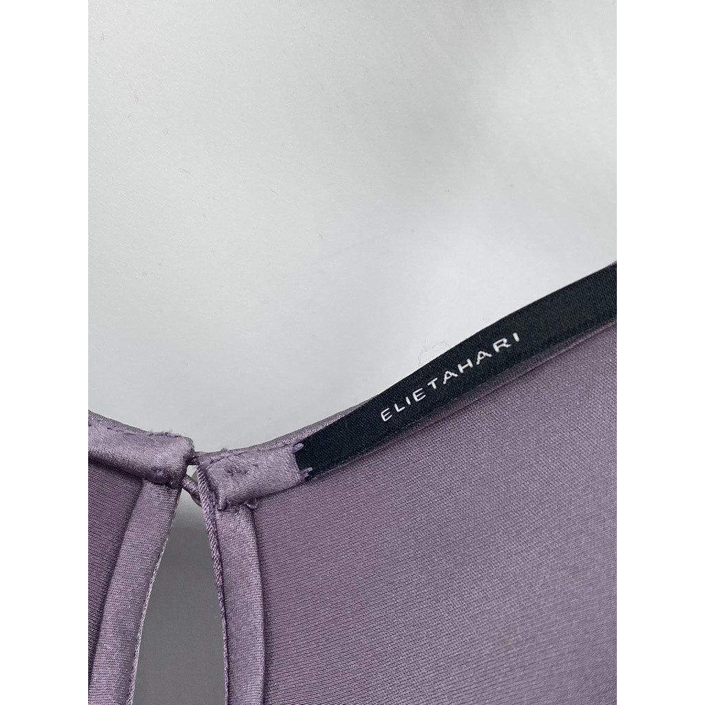 ELIE TAHARI Women's Lilac Crewneck Cape Sleeve Anabelle Maxi Dress SZ 6