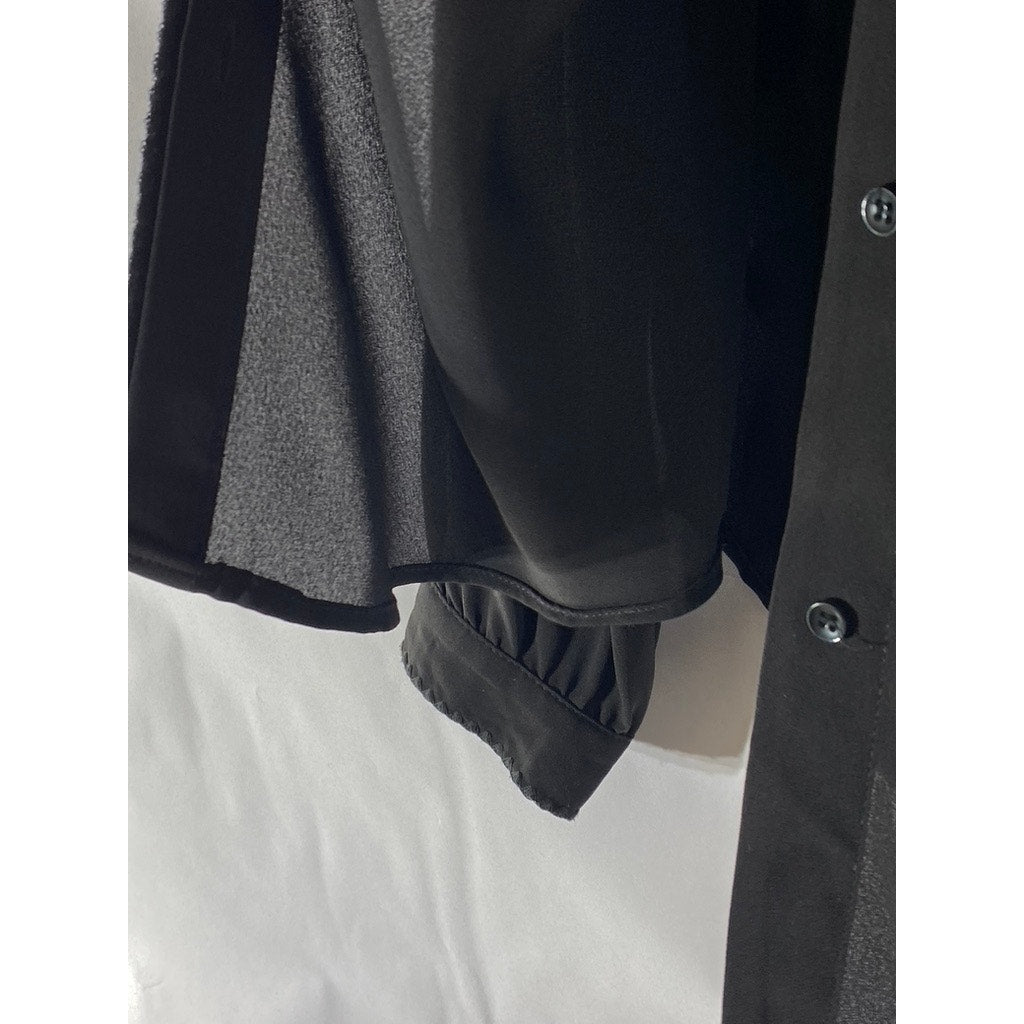 ZARA BASIC Women's Black Sheer Button-Up Long Sleeve Top SZ S