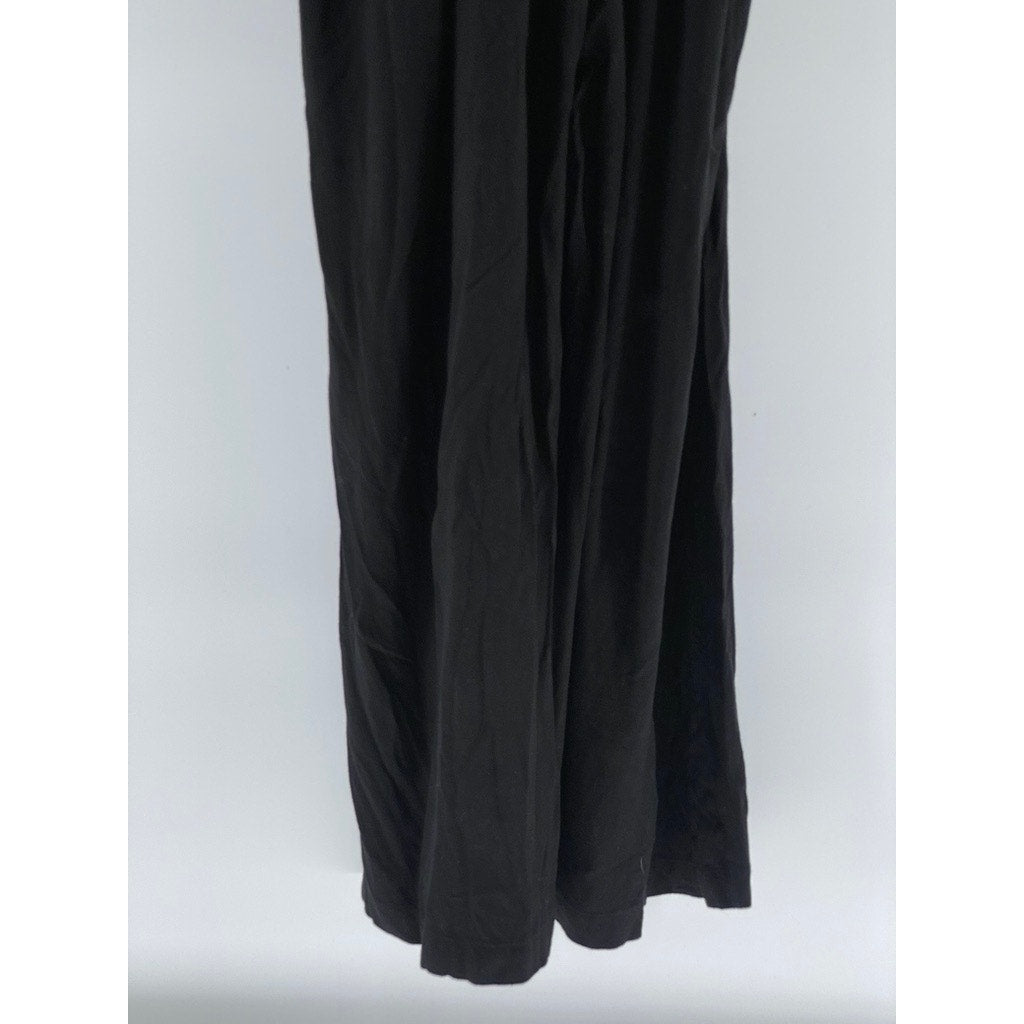 MOULINETTE SEOURS Women's Petite Black V-Neck Racerback Wide-Leg Jumpsuit SZ M/P