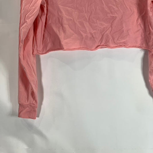 VANS Women's Salmon Pink Long Sleeve Cropped Logo T Shirt SZ XS
