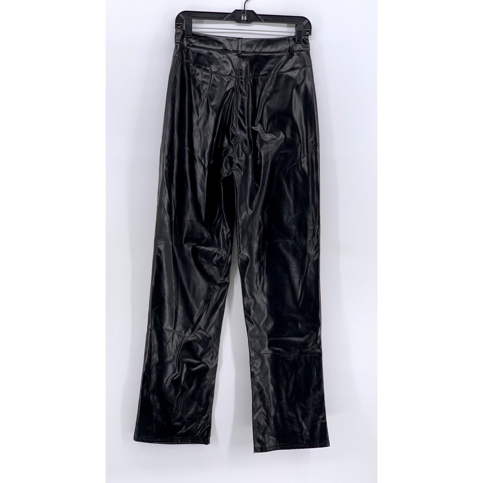 SHEIN Women's Black Faux-Leather Straight Leg Pants SZ S/Tall