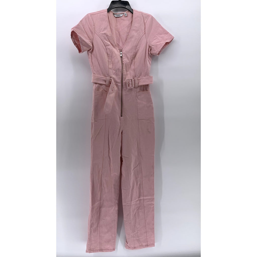& OTHER STORIES Women's Light Pink Half-Zip Belted Short Sleeve Jumpsuit SZ 4
