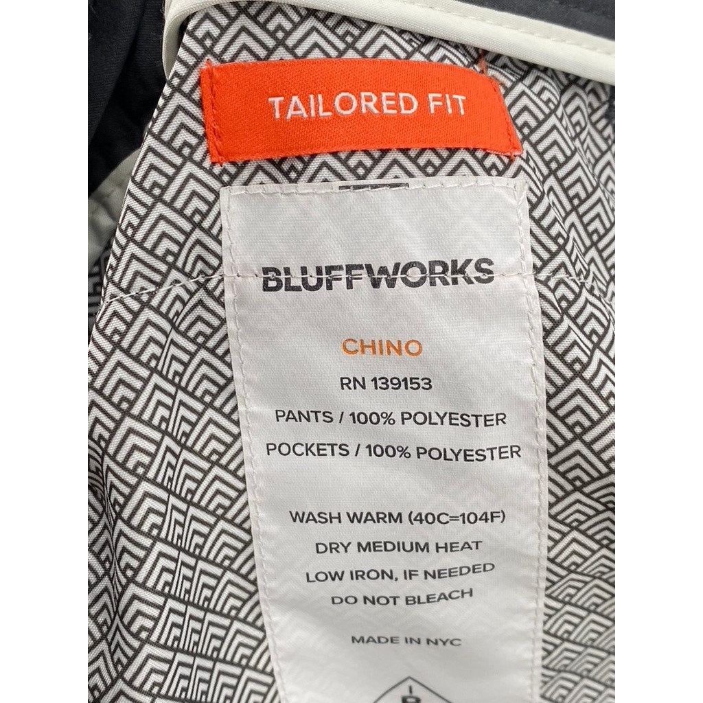 BLUFFWORKS Men's Charcoal Tailored-Fit Chino Pants SZ 35X34