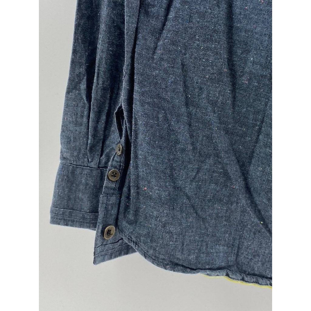 DESCENDANT OF THIEVES By Dres Ladro Men's Blue Regular-Fit Button-Up Shirt SZ L