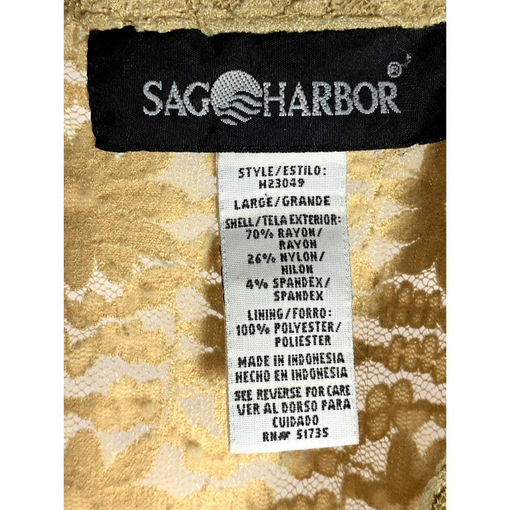 SAG HARBOR Women's Tan Floral Lace Button-Up Long Sleeve Top SZ XS
