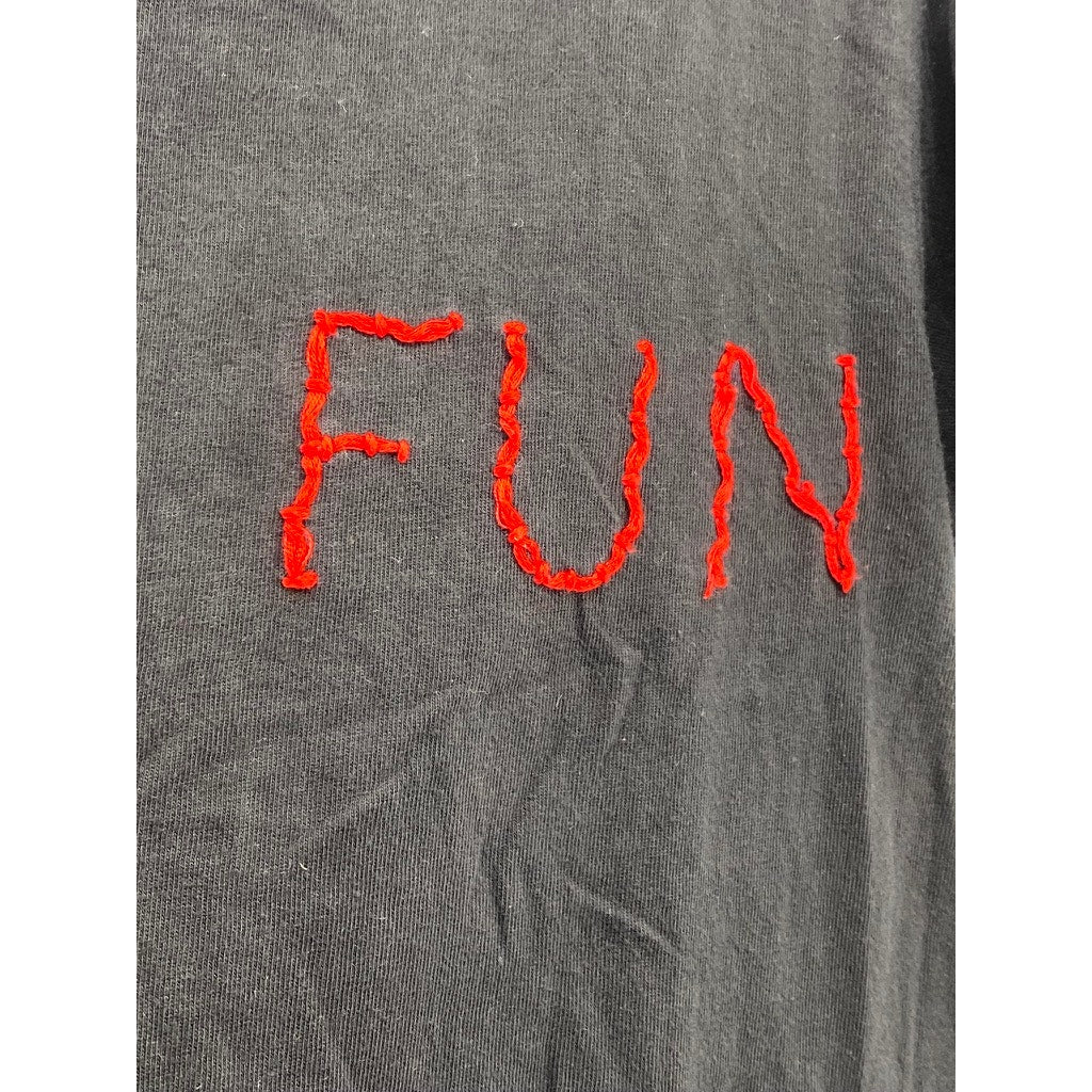 UNBRANDED Men's Black-Red Embroidered Crewneck Short Sleeve Casual T-Shirt SZ S