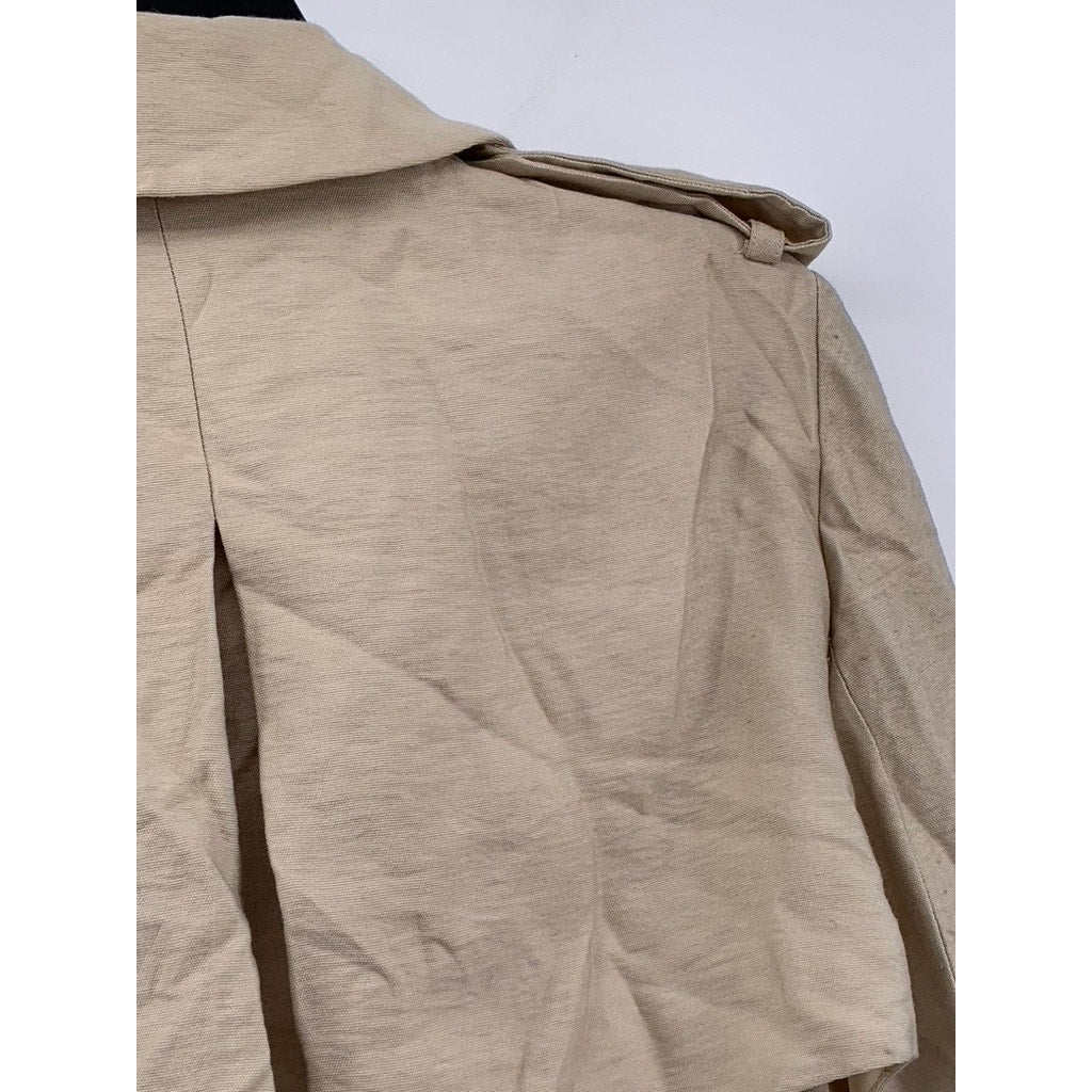 BCBGMAXAZARIA Women's Beige Cape Long Sleeve Belted Trench Coat SZ XS