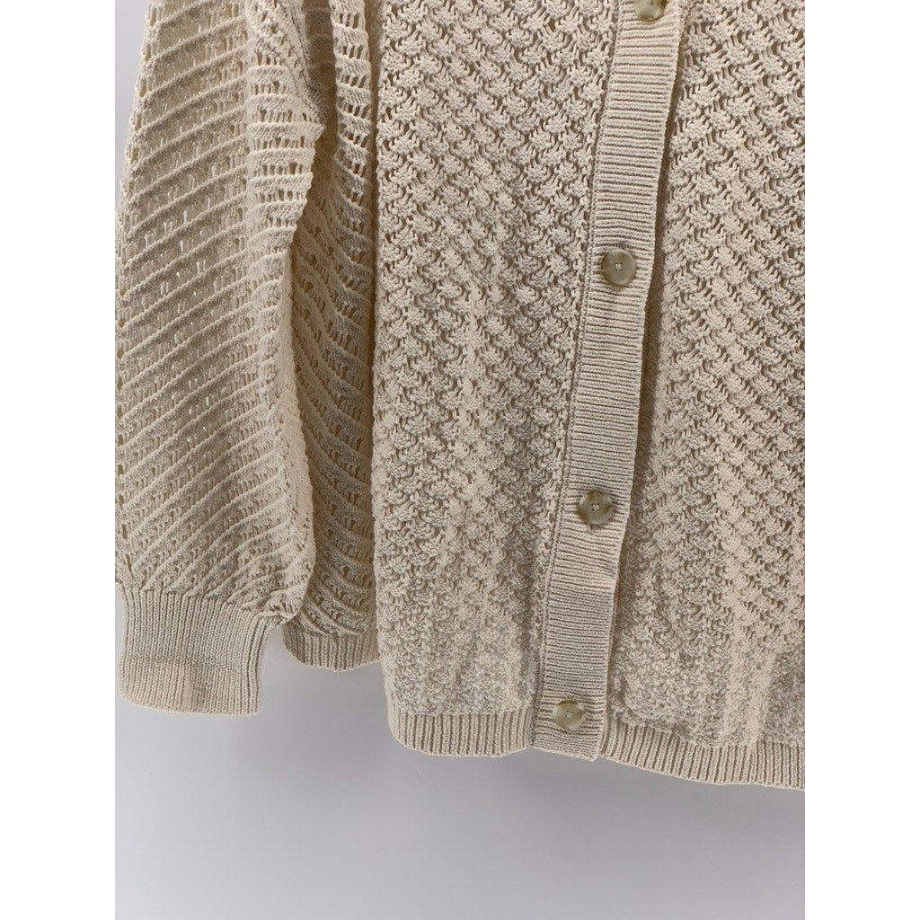 SONOMA GOOD FOR LIFE Women's Cream Open-Knit Button-Up Cardigan SZ 0X