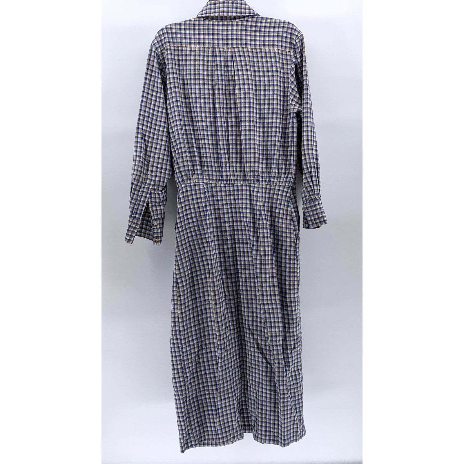 CAMBRIDGE DRY GOODS Women's Vintage Navy-White Gingham Button-Up Shirt Dress SZ8