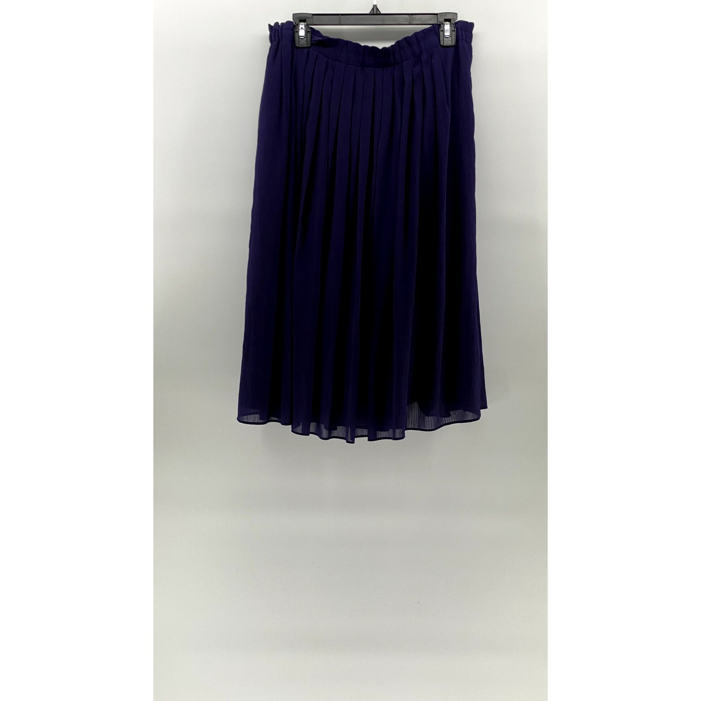 ANN TAYLOR LOFT Women's Purple Pleated Pull-On Sheer A-Line Midi Skirt SZ M