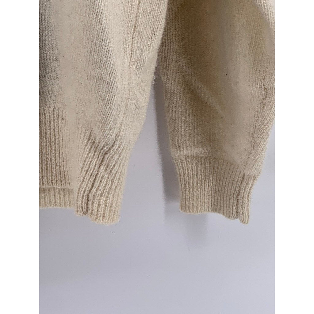 RAFAELLA Women's Vintage Off-White Diamond Print Lambswool Padded Sweater SZ M