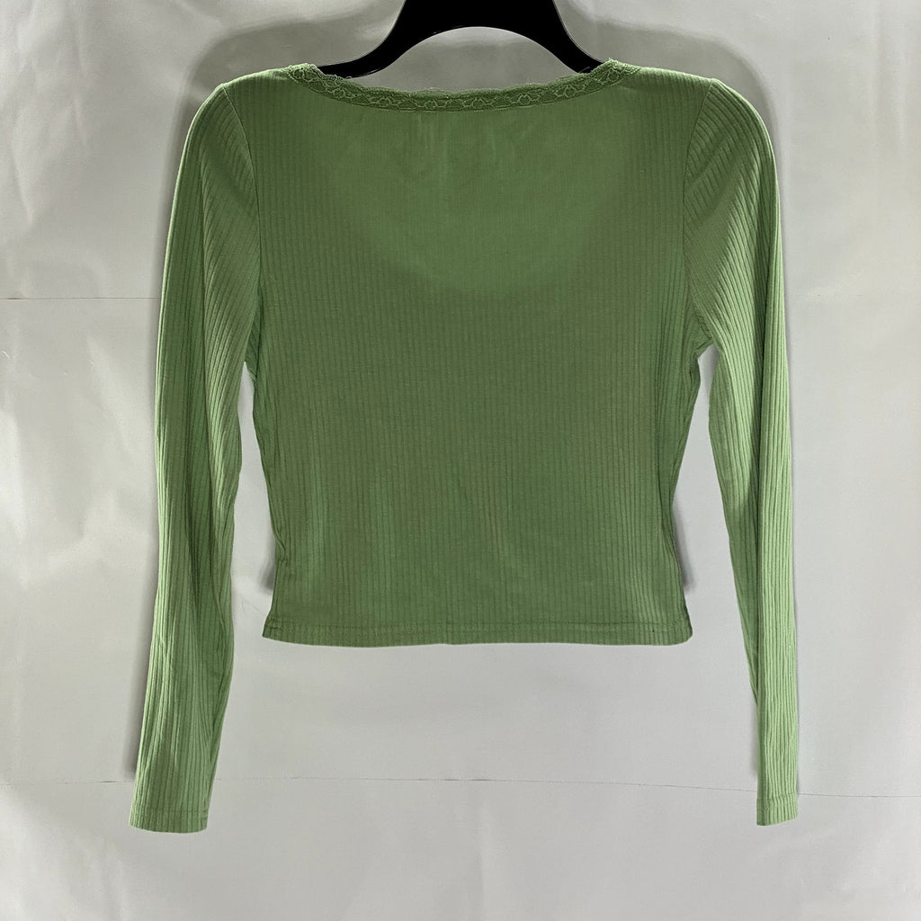 SHEIN Women's Olive Green Long Sleeve Ribbed Scoop Neck Top SZ XS US 2