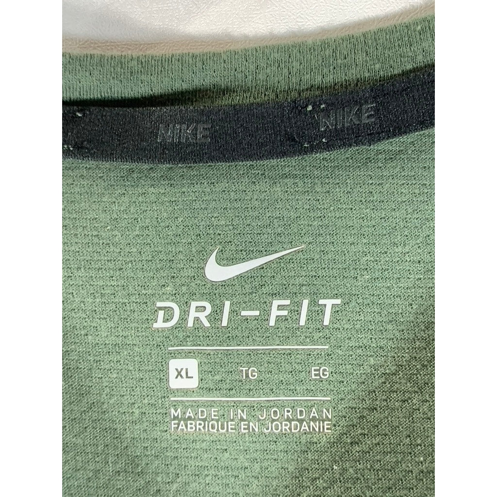 NIKE Boy's Green Logo Crewneck Dri-Fit Standard-Fit Short Sleeve T-Shirt SZ XL