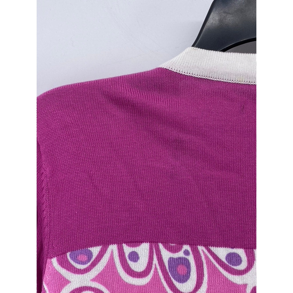 BOB MACKIE Women's Pink Wearable Art Floral Button-Up Long Sleeve Cardigan SZ S