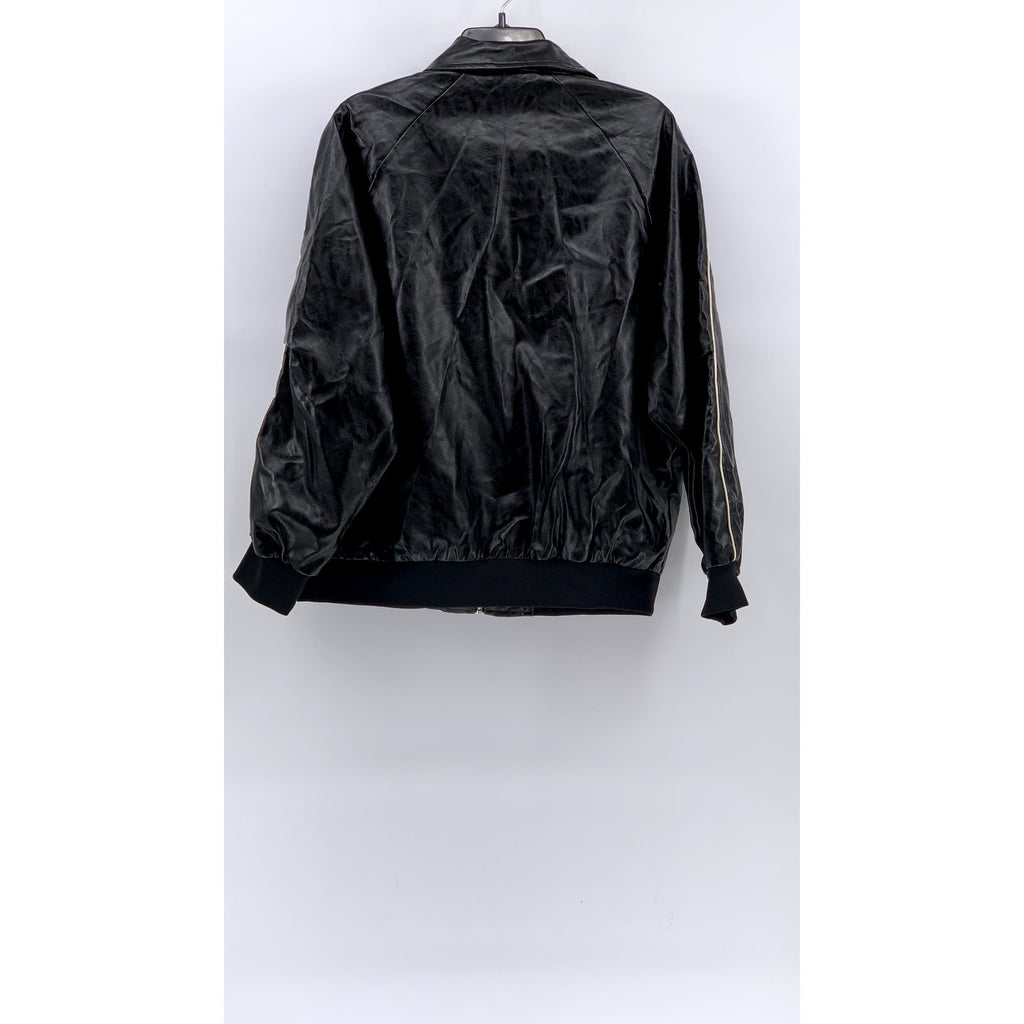 UNBRANDED Men's Black Faux Leather Zip-Up Jacket SZ M