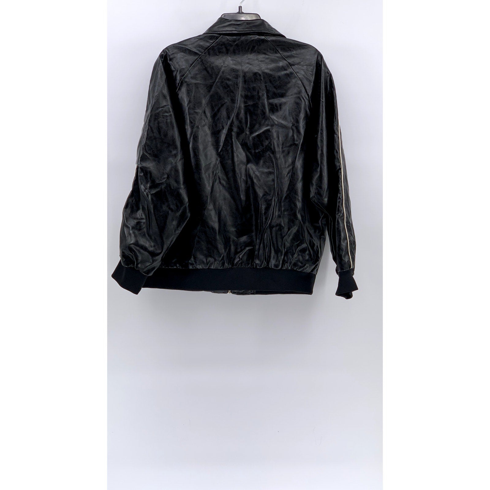 UNBRANDED Men's Black Faux Leather Zip-Up Jacket SZ M