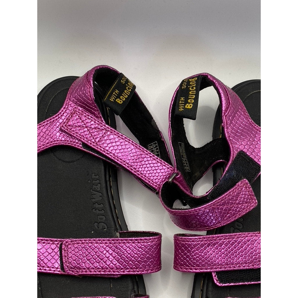 DR. MARTEN’S Women’s Pink Snake Embossed Klaire J Leather Sandals SZ 7