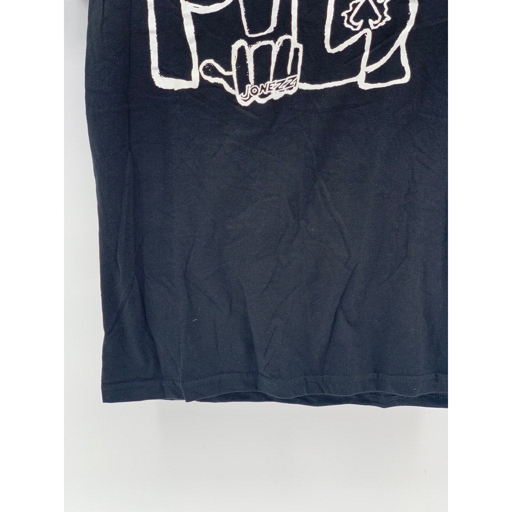 GILDAN Men's Black Logo Graphic Crewneck Casual Short Sleeve T-Shirt SZ S