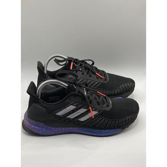 ADIDAS Men's Black-Purple Mesh Solar Boost 19 Lace-Up Running Sneakers SZ 7.5