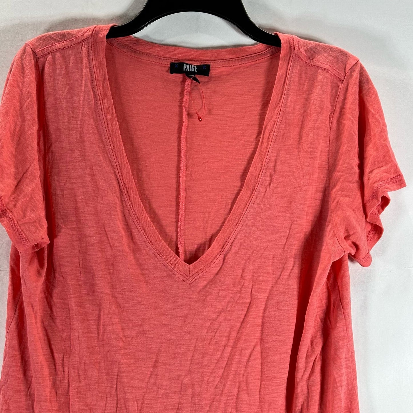 PAIGE Women's Pink Deep V-Neck Casual Short Sleeve Top SZ S