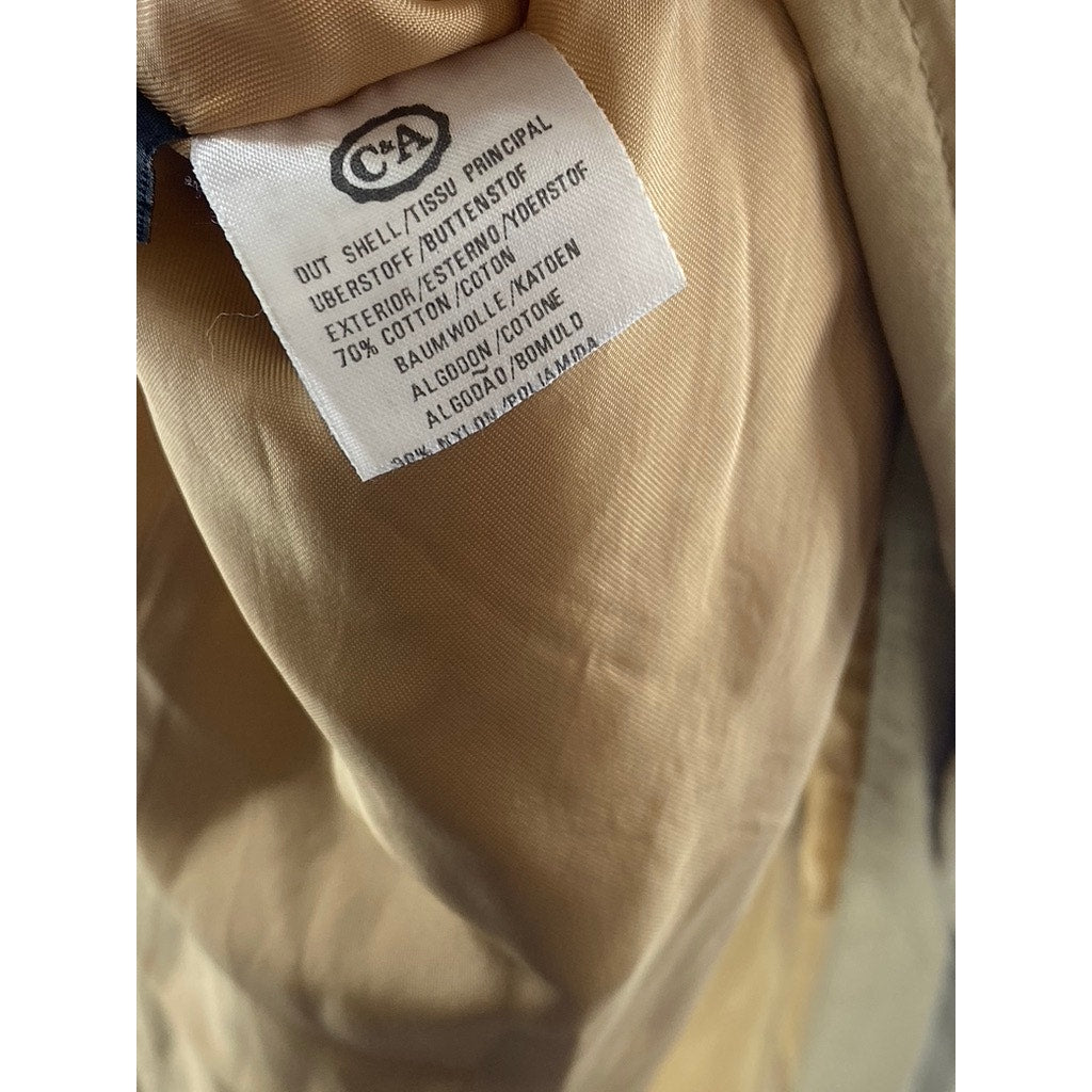 NEW FAST Women's Tan Button-Front Belted Sleeveless Trench Coat SZ 12