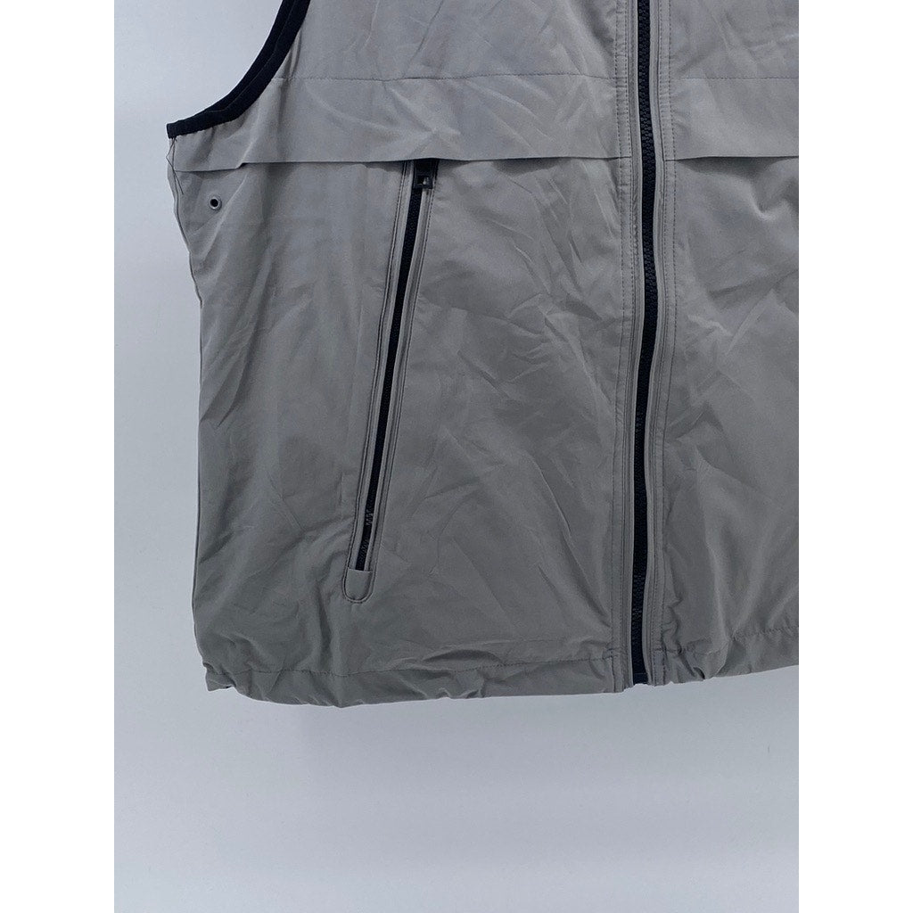 NAUTICA Men's Gray Competition Lightweight Zip-Up Sleeveless Hooded Vest SZ L