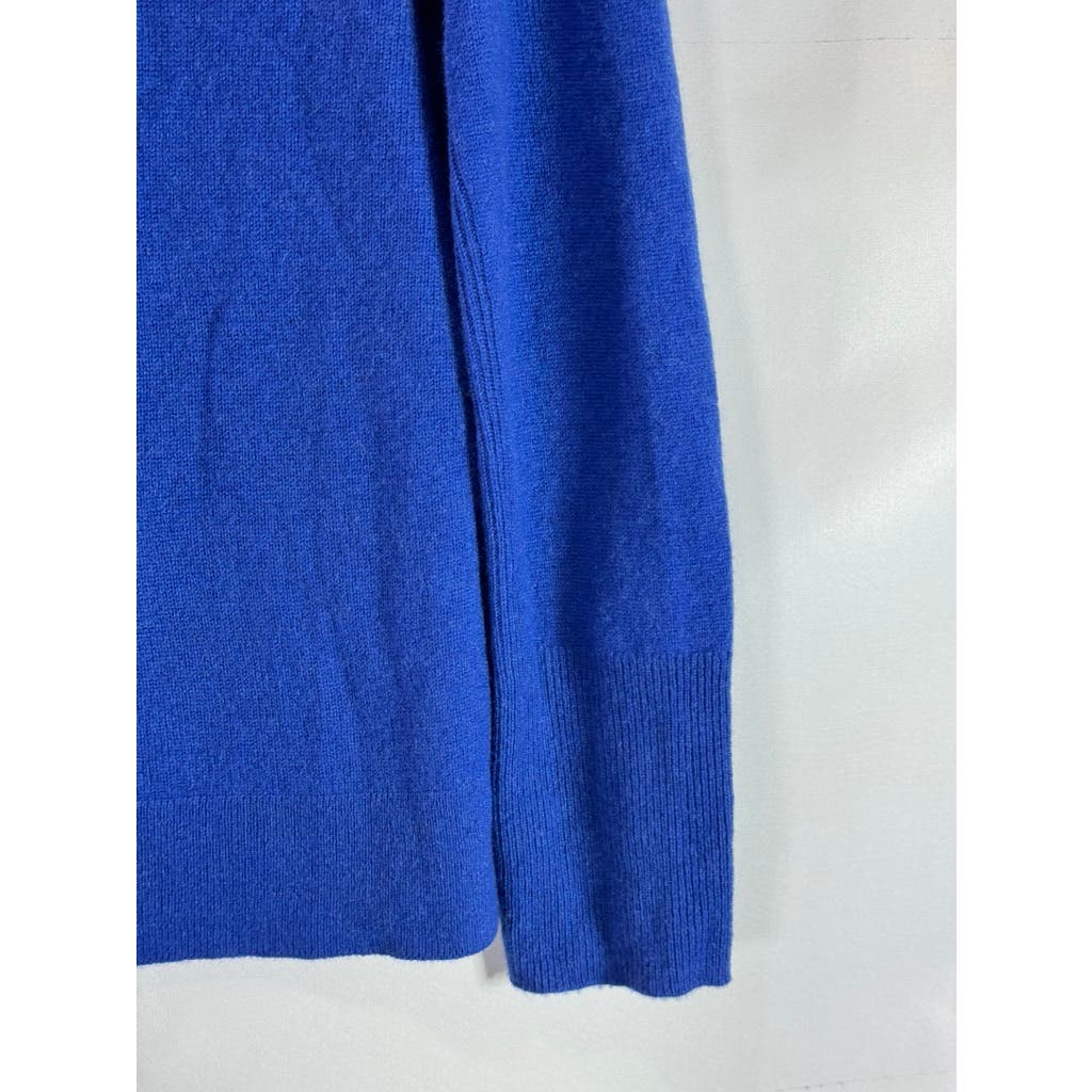 HALOGEN Women's Royal Blue Cashmere Crewneck Side-Slit Pullover Sweater SZ M