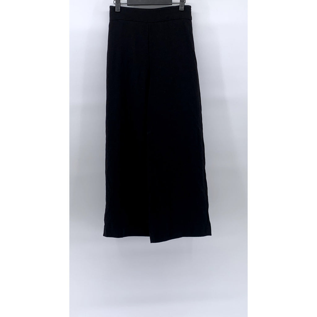 ZARA Women's Black Solid Side-Zip Wide-Leg Dress Pants SZ XS