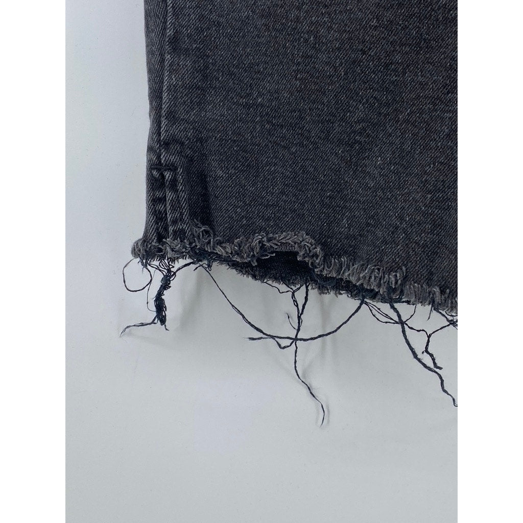 WE THE FREE Women's Black Avery Denim Raw-Hem Cut-Off Bermuda Shorts SZ 27