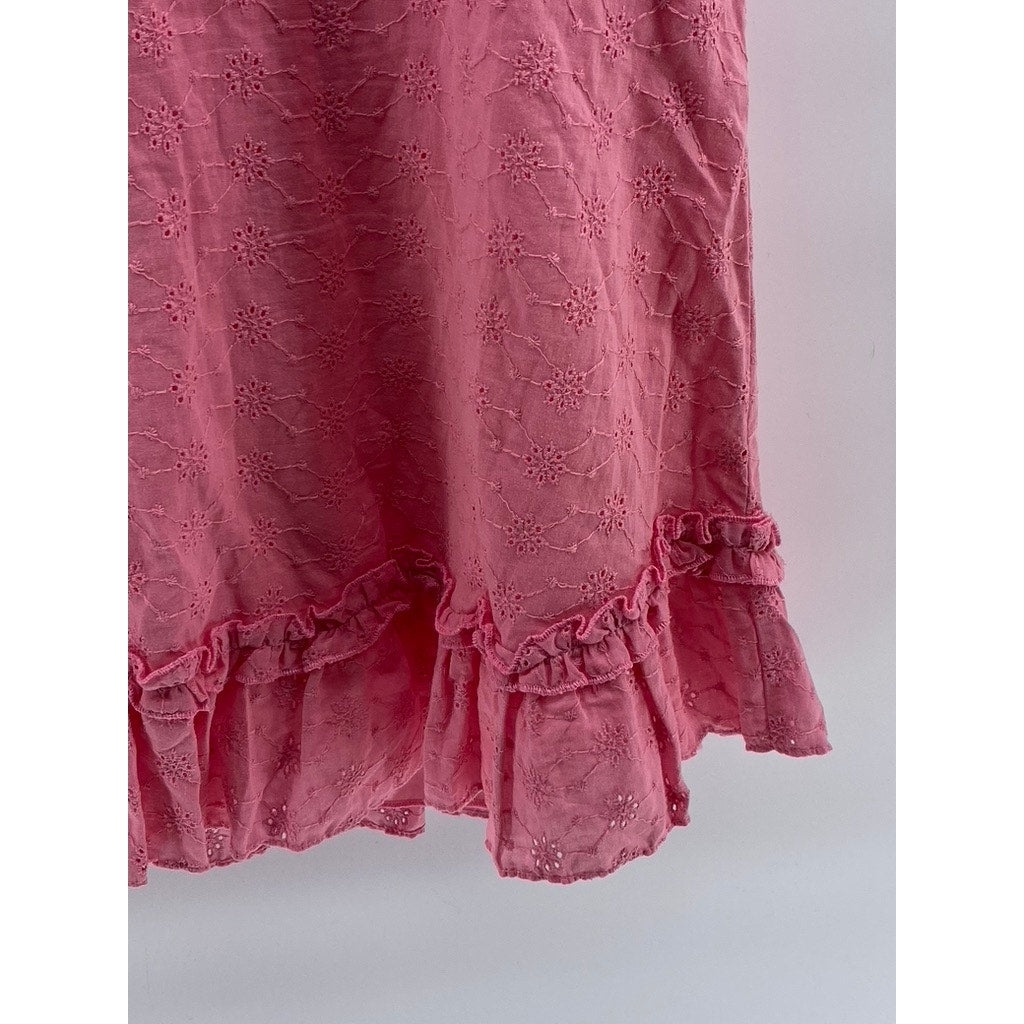B.DARLIN Women's Bubblegum Pink Puff-Short Sleeve Ruffle Mini Dress SZ 11/12