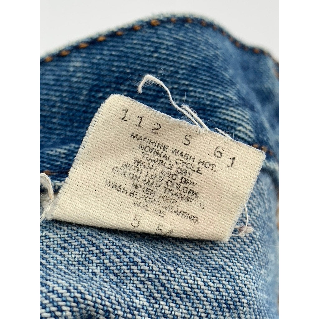 LEVI'S Misses Vintage Medium Blue Denim Frayed Classic Straight Jeans SZ L